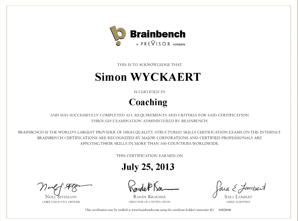 certificat coaching brainbench